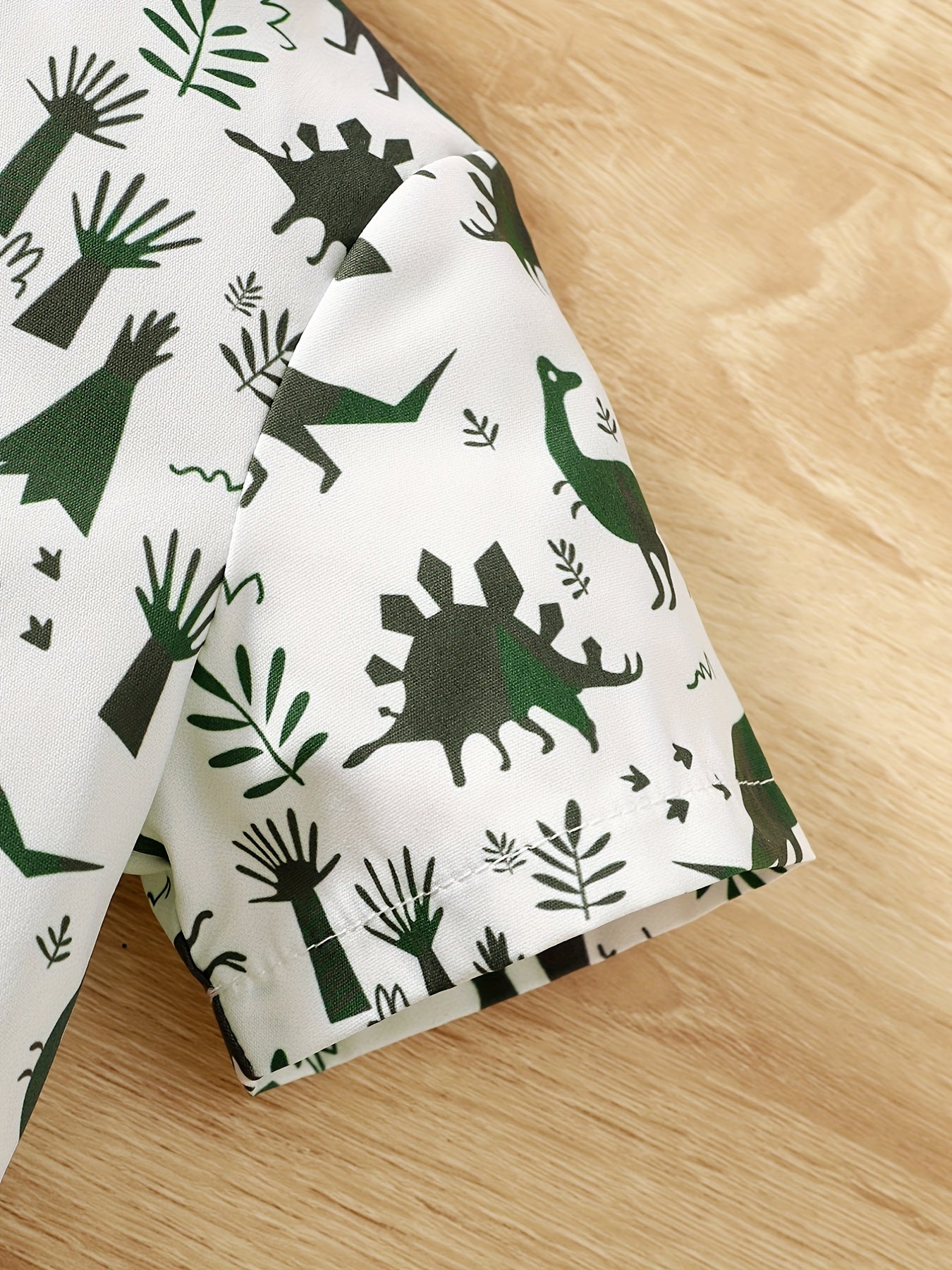 Cute Boys Dino Print Shirt Shorts Set