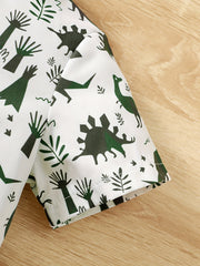 Cute Boys Dino Print Shirt Shorts Set