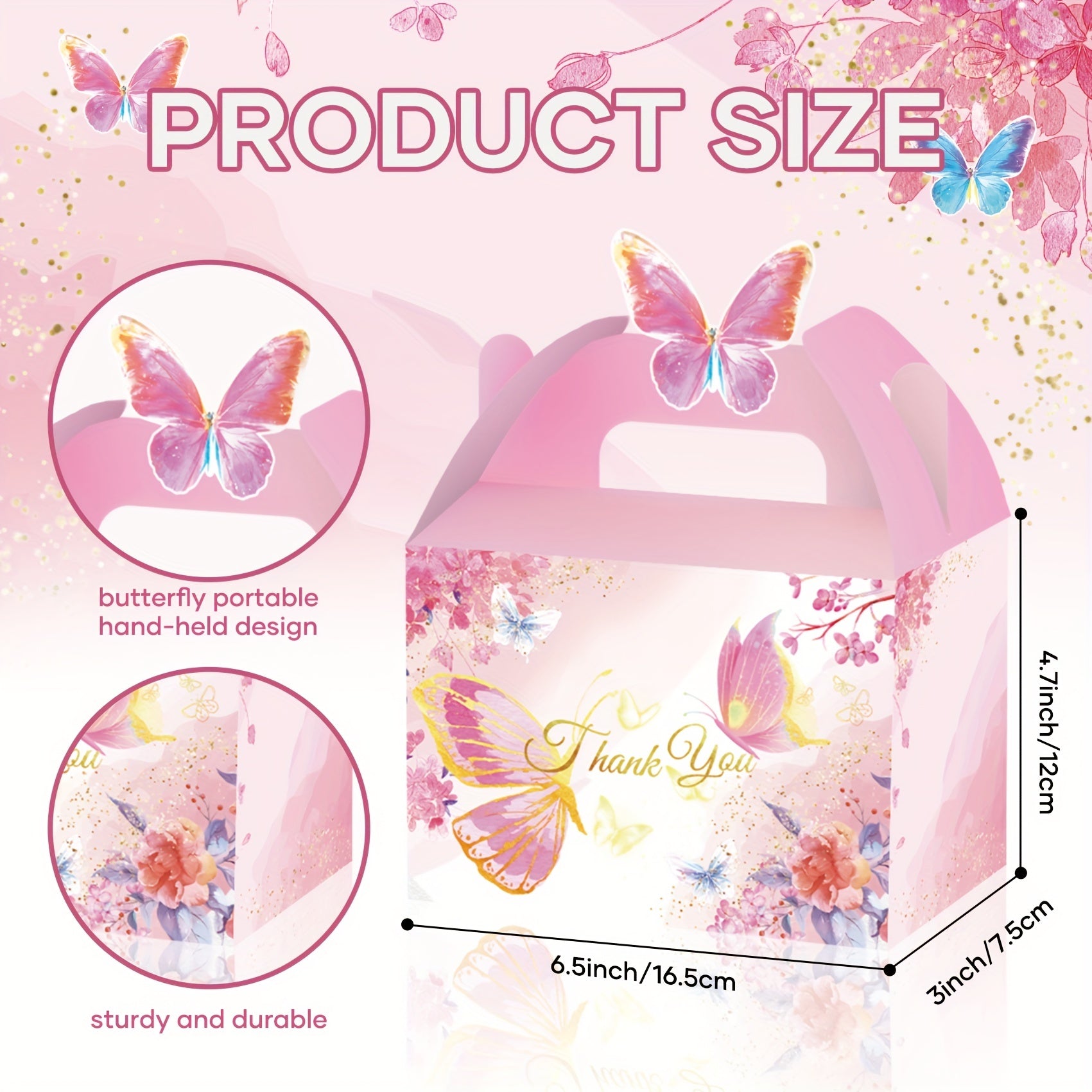 12pcs Butterfly Theme Candy Box Kids Birthday Party Decor