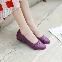 Women's Low Block Heel Shoes Waterproof Work Shoes