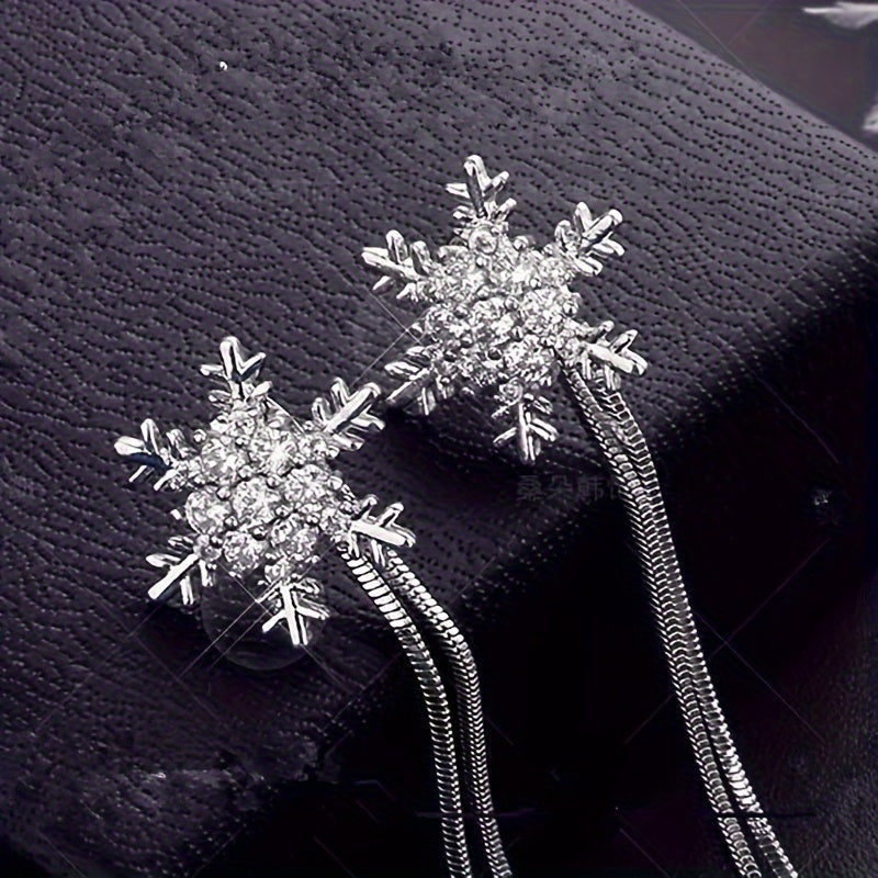 Snowflake Tassel Earrings Stud Party Jewelry Holiday Gift For Women