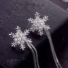 Snowflake Tassel Earrings Stud Party Jewelry Holiday Gift For Women