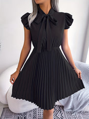 Ruffle Trim Pleated Dress for Women