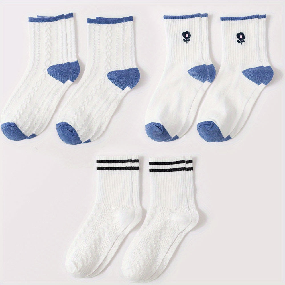 Bear Print Crew Socks Plaid Stockings 6 8 10 Pairs