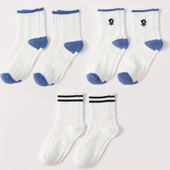 Bear Print Crew Socks Plaid Stockings 6 8 10 Pairs