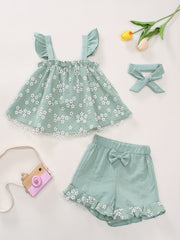 Baby Girls 2 Piece Flower Print Cami Top & Shorts