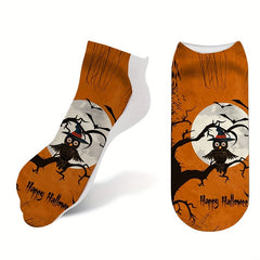 4 Pairs Halloween Pattern Socks & Low Cut Socks Women's Stockings