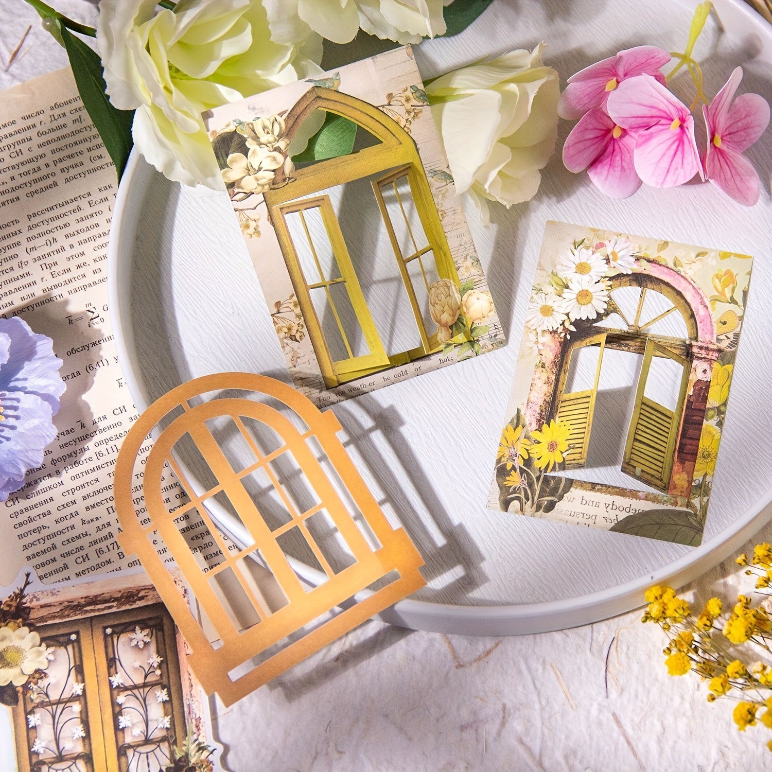 Retro Hollow Out Flowers Stickers Set DIY Scrapbook Decoration