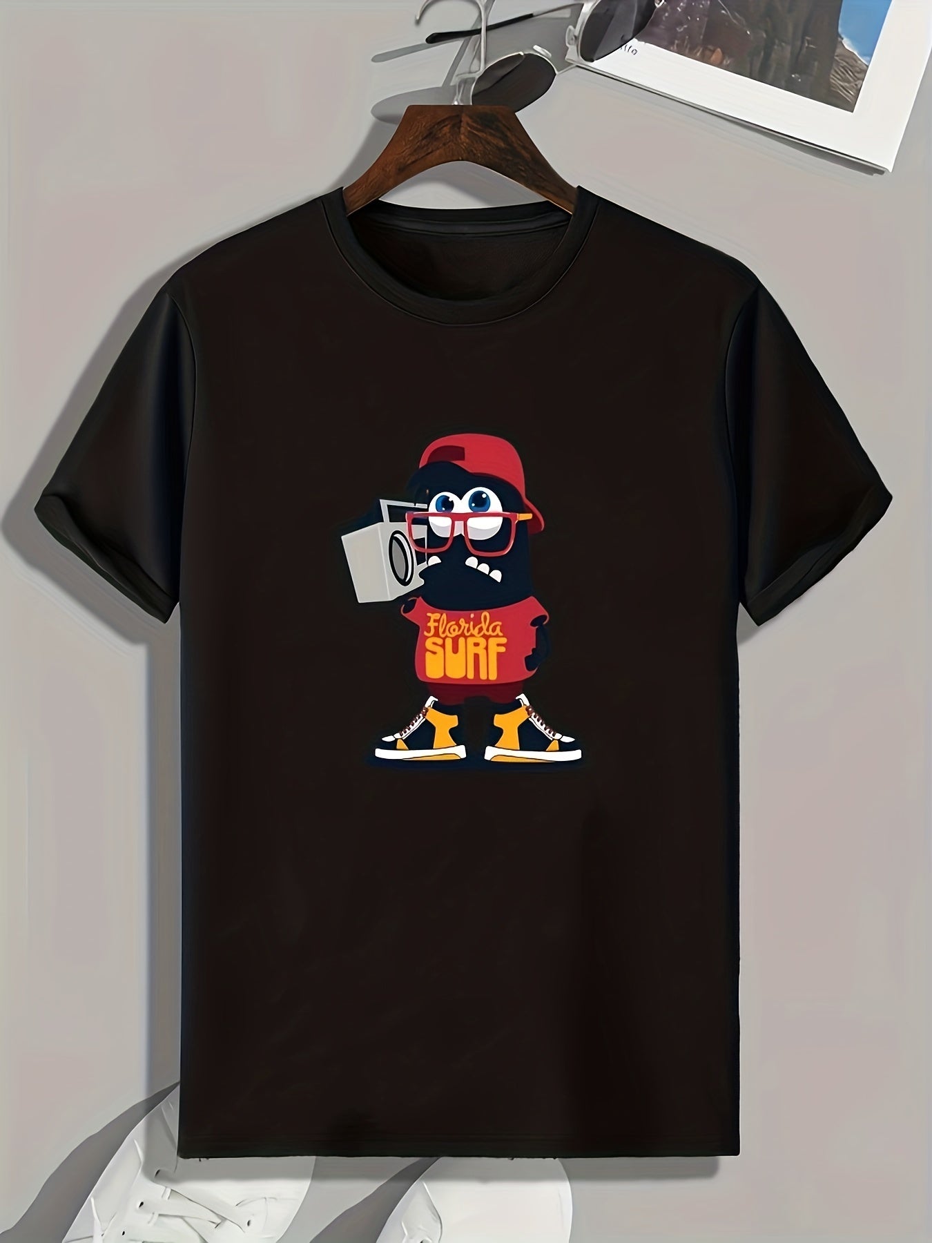 Cartoon Print Men's Tee for Summer Casual Wear