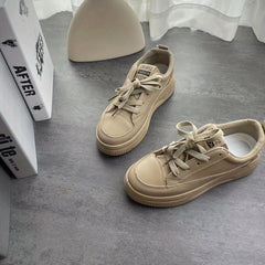 Women's Smile Face Lace Up Skate Shoes Non slip Platform Sneakers