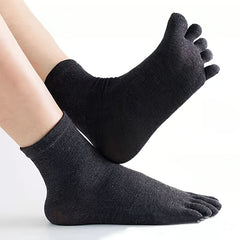4 Pairs Solid Toe Socks Five Finger Crew Socks for Running Athletic Women's