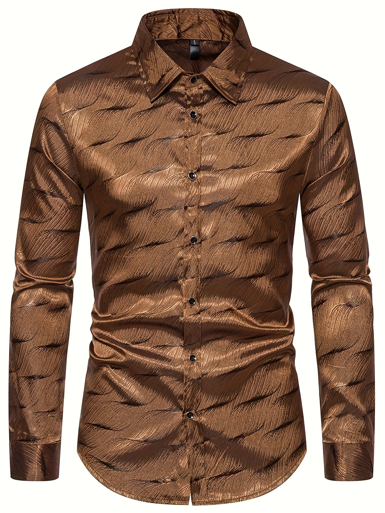 Men's Casual Dress Shirt Turn Down Collar Long Sleeve Regular Fit