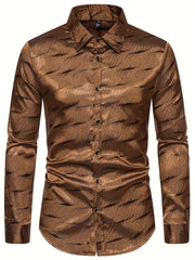 Men's Casual Dress Shirt Turn Down Collar Long Sleeve Regular Fit