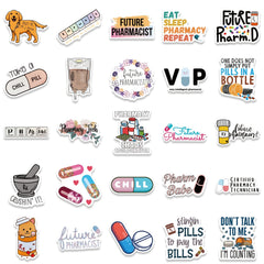 50pcs Cartoon Pharmacist Stickers Waterproof & Removable