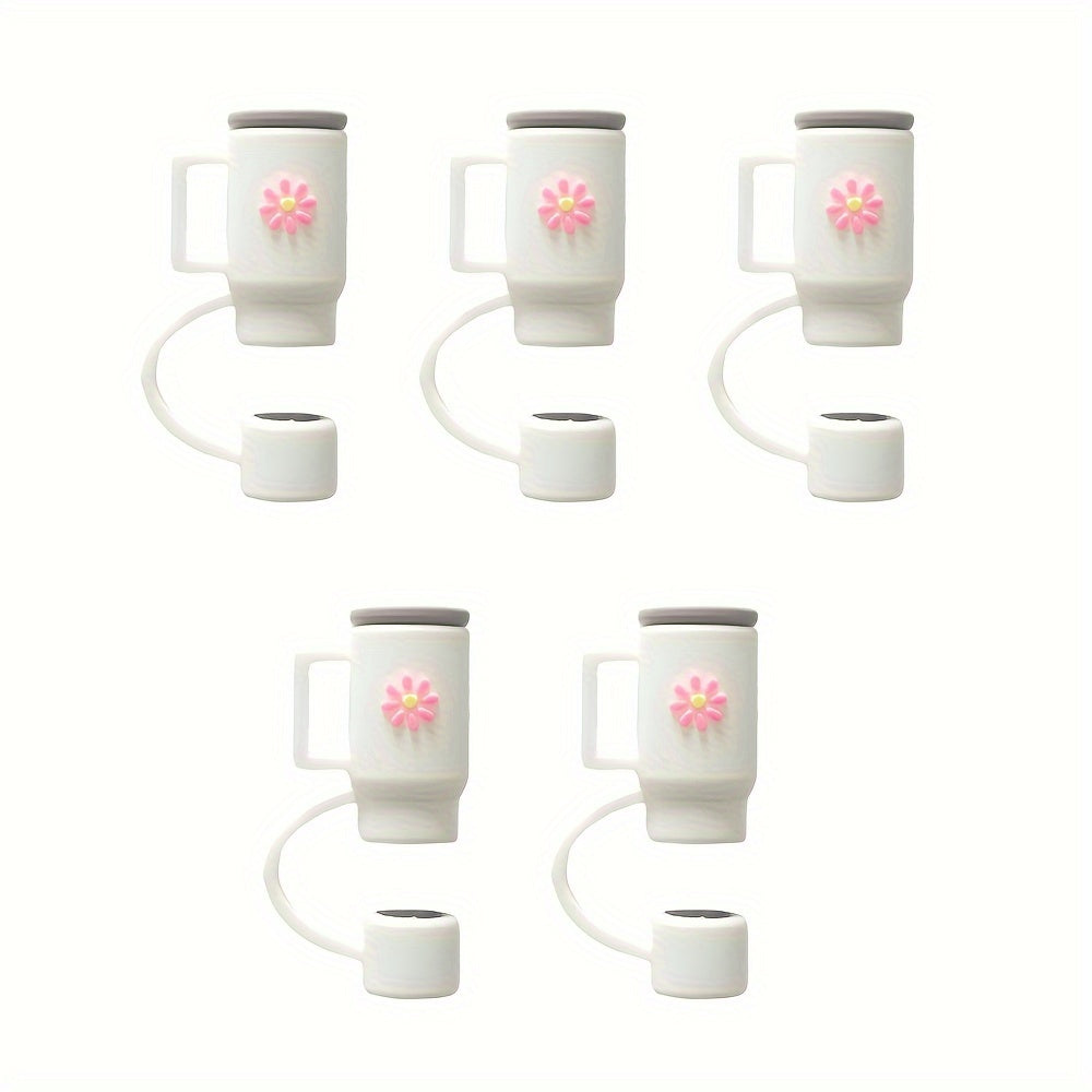 5pcs Cute Cartoon Straw Covers 10mm Leakproof & Dustproof Cup Decorations