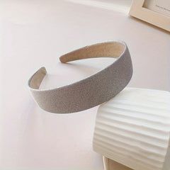 Classic Wide Brim Glitter Hair Band Beige & Gray
