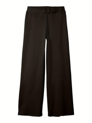 Girls Ribbed Cotton Wide Leg Trousers for Casual Wear