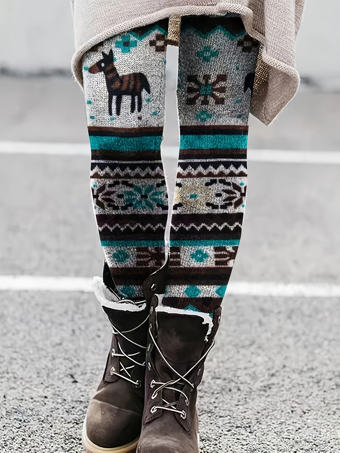Random Print High Waist Leggings Women's Clothing