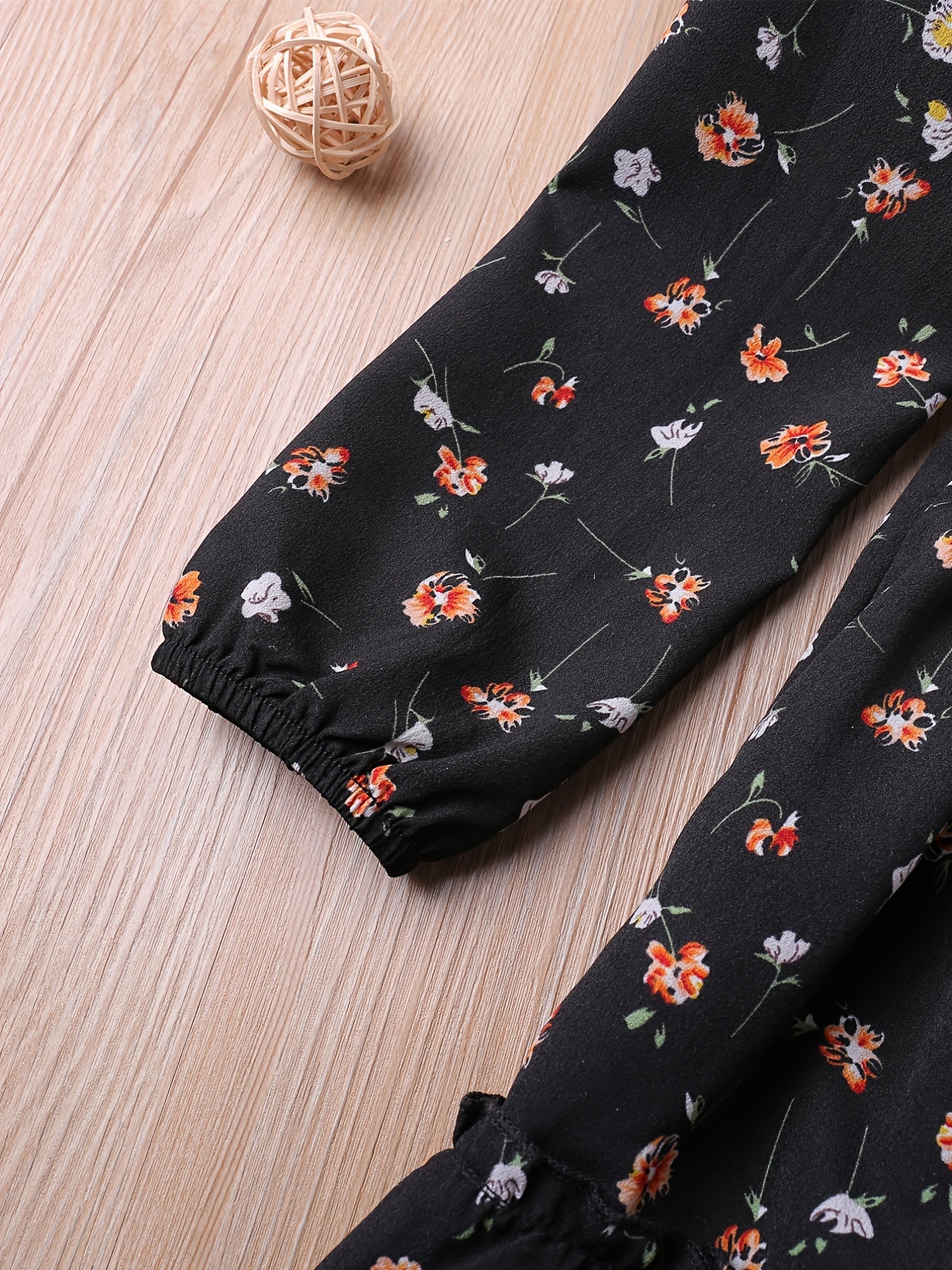 Floral Print Long Sleeve Dress for Girls