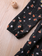 Floral Print Long Sleeve Dress for Girls