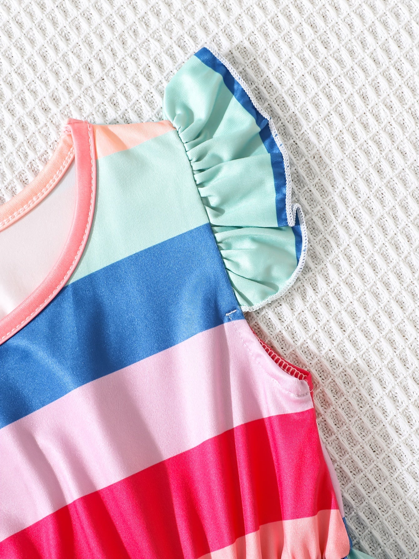 Kid Girls Rainbow Striped Princess Party Dress