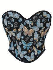 Floral Print Corset Bustier Tummy Control Body Shaper