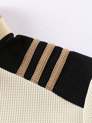 Men's 2 Piece Outfits Stand Collar Stripe Casual Jacket And Sweatpants Set