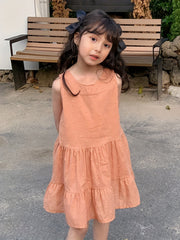 Girl's Polka Dot Princess Dress Sleeveless Crew Neck Summer Clothing