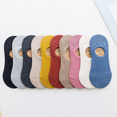 10 Pairs Invisible No Show Socks Low Cut Liner Non Slip Solid Cotton Socks