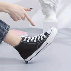 High Top Canvas Sneakers Lace Up Comfortable Shoes