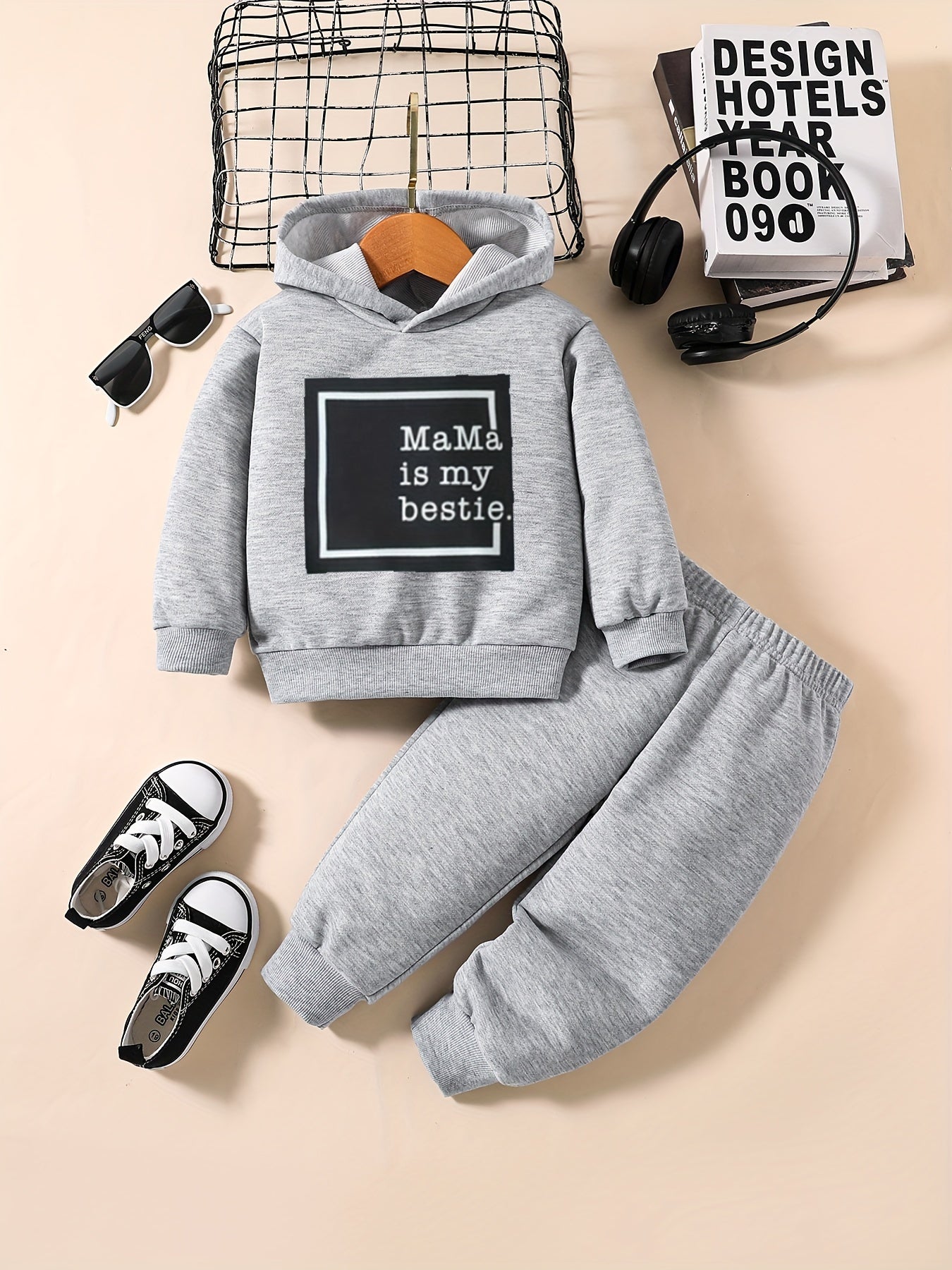 Baby Girls Boys Sweatshirt Set MAMA IS MY BESTIE Print Toddler Trousers