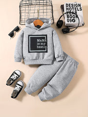 Baby Girls Boys Sweatshirt Set MAMA IS MY BESTIE Print Toddler Trousers