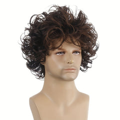Curly Synthetic Short Hair Men's Wig for Parties