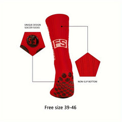 4 Pairs Anti Slip Football Socks Crew Athletic Socks