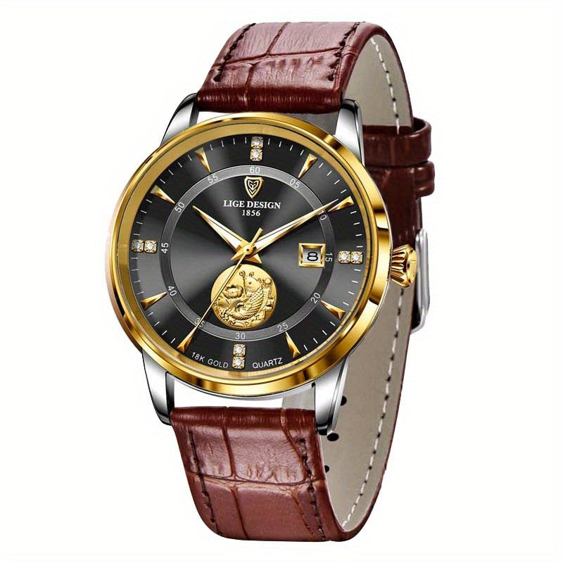 LIGE Business Men Watches Stainless Steel Waterproof Quartz Wristwatch