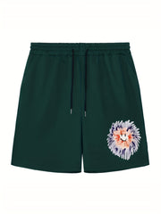 Men's Floral Smile Graphic Athletic Shorts Drawstring Fitness Gym Outdoor