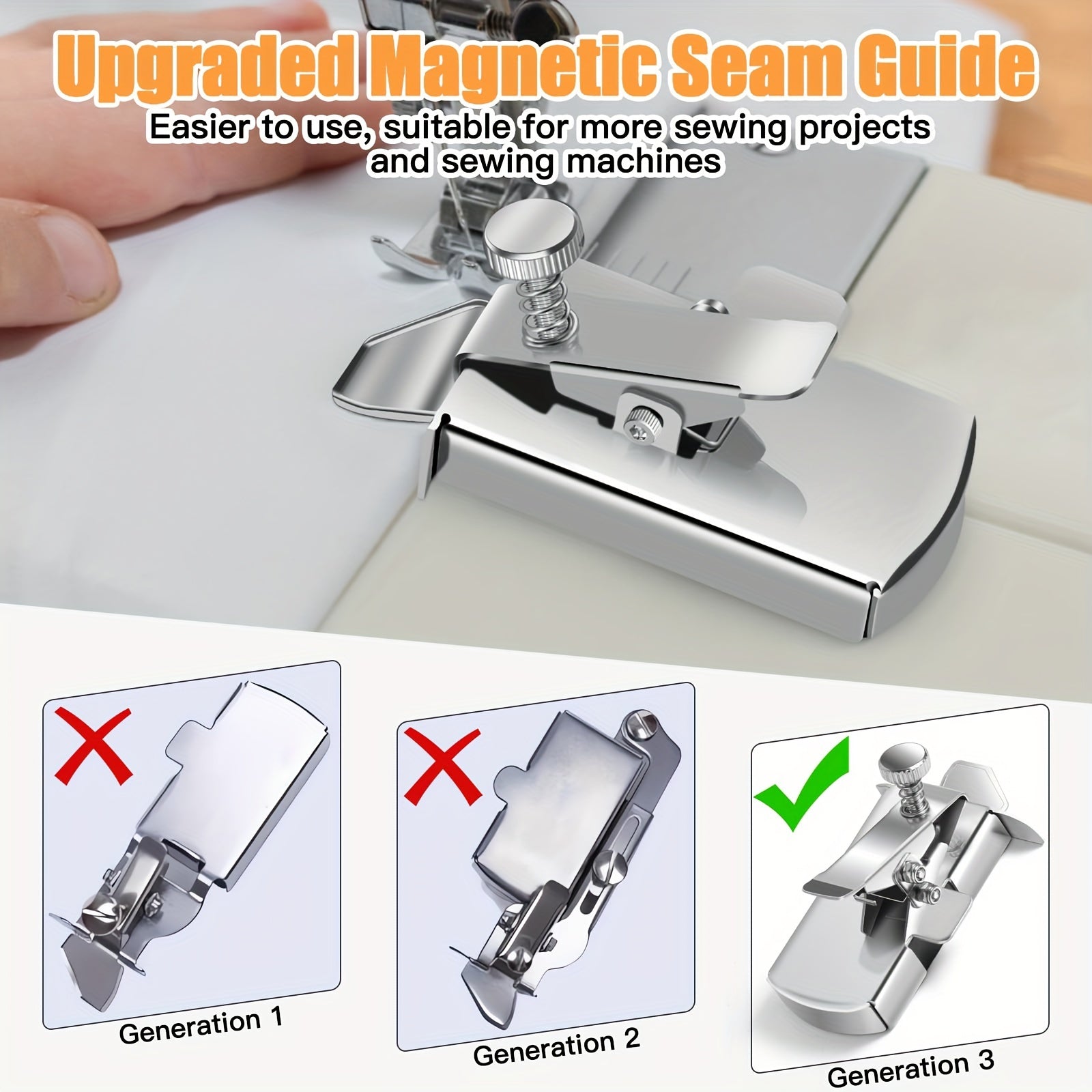 2pcs Magnetic Seam Guide For Sewing Machine, Multifunctional Straight Line