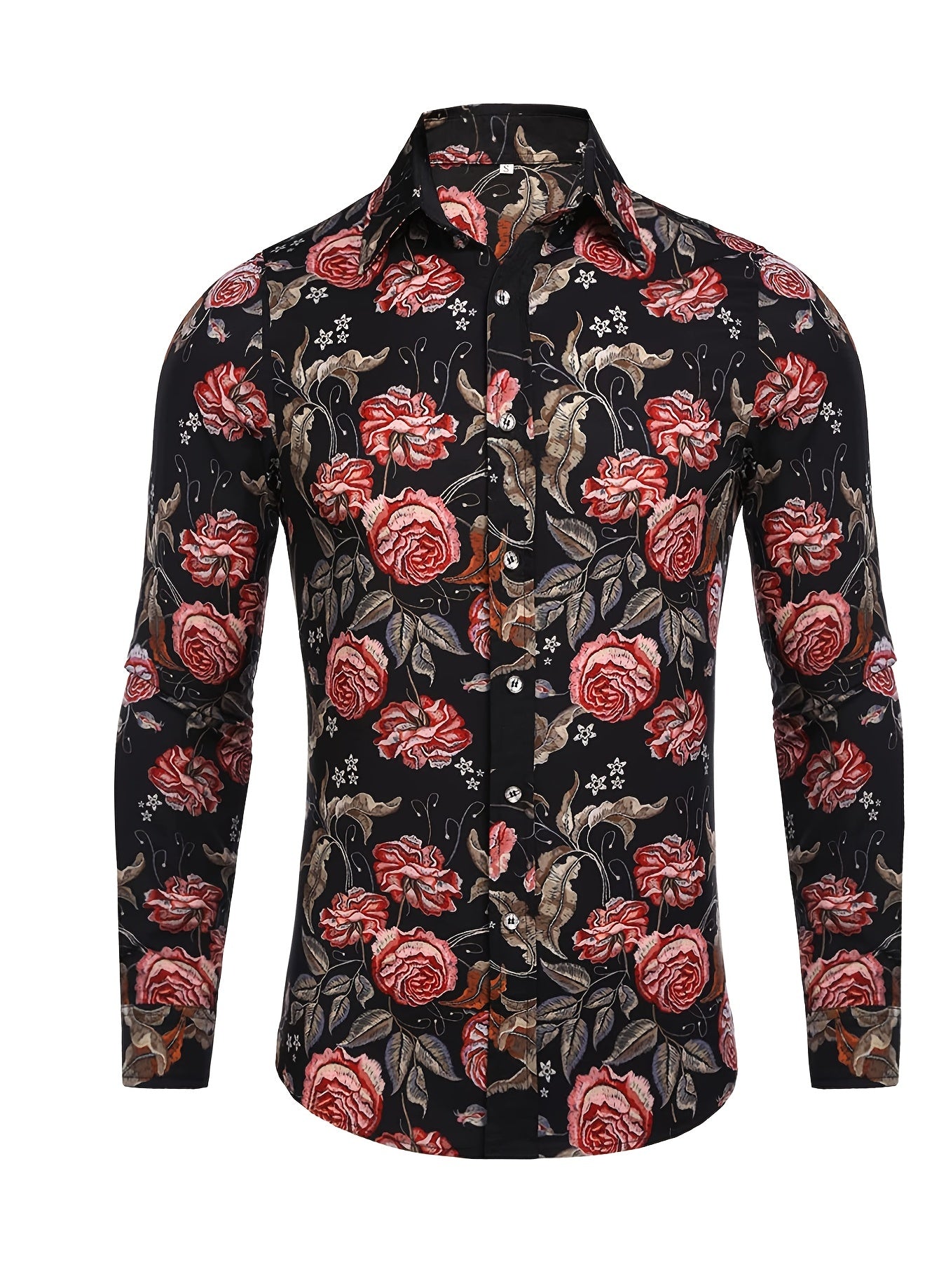 Men's Long Sleeve Print Dress Shirt Casual Button Down Shirt