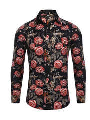Men's Long Sleeve Print Dress Shirt Casual Button Down Shirt