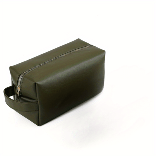 Minimalism PU Leather Cosmetic Bag for Women, Portable Makeup Storage Purse