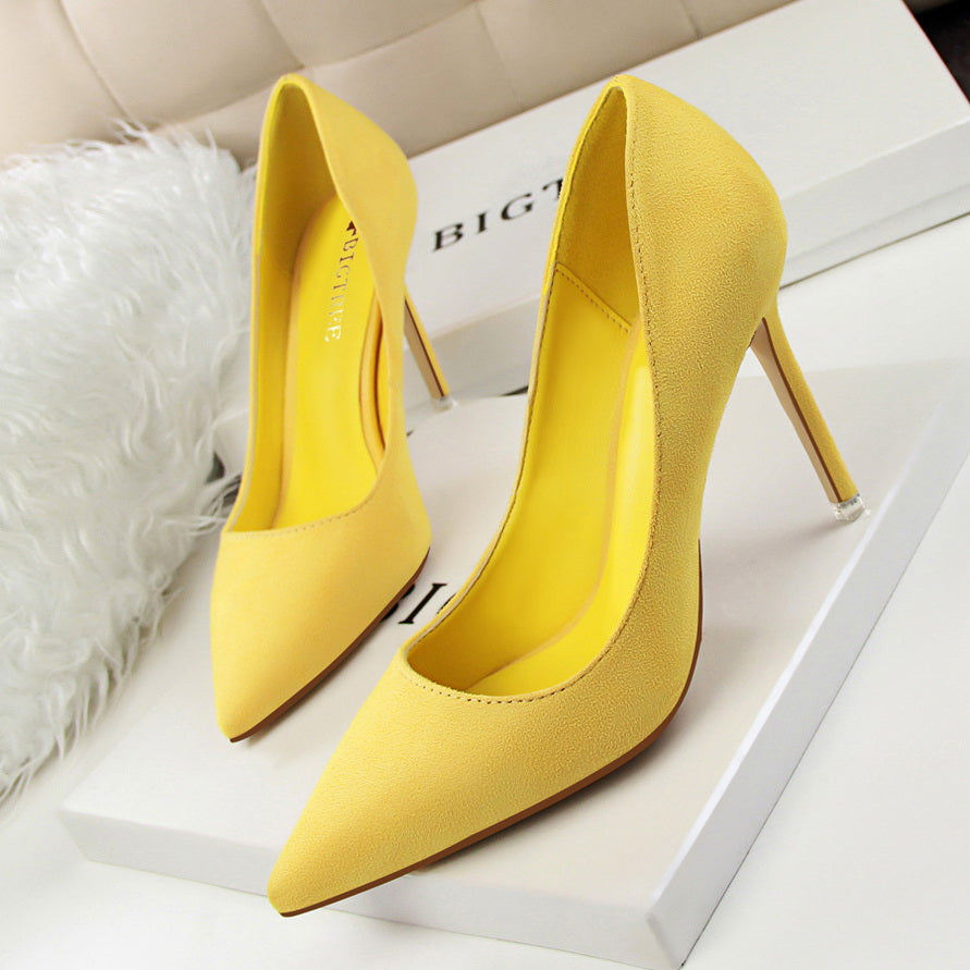 High Stiletto Heel Pointed Toe Slip On Pumps Sexy Party Heels