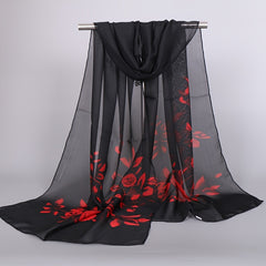 Print Silk Scarf Lightweight Neck Scarfs Vintage Hair Wrap