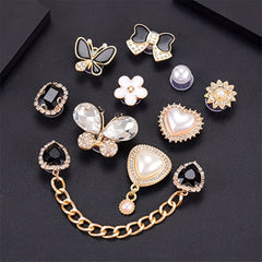 14Pcs Rhinestones Flowers Shoe Charms for Girls Women Chain Shoe Charms
