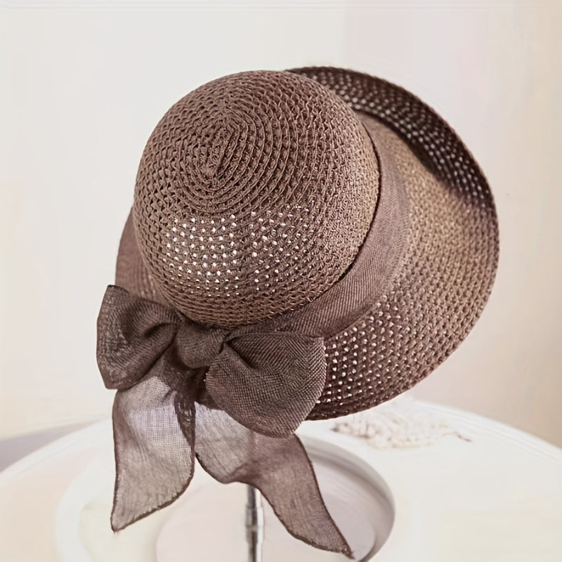 Vintage Rolled Brim Sun Hat Straw Fedora Summer Outdoor Beach Hats