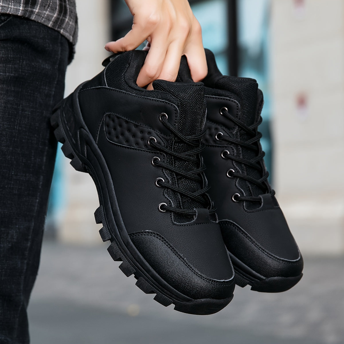 Men's Casual Hiking Shoes Non Slip PU Leather Outdoor Activities