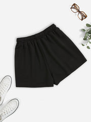 Los Angeles Letter Print Hotpants Drawstring Waist Casual Shorts