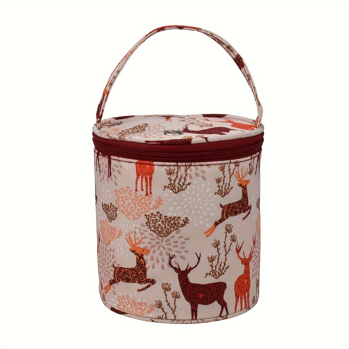 Wool Yarn Storage Bag Decorative Printed Cylindrical Knitting Yarn Storage