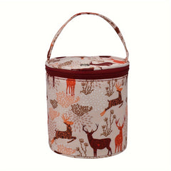 Wool Yarn Storage Bag Decorative Printed Cylindrical Knitting Yarn Storage