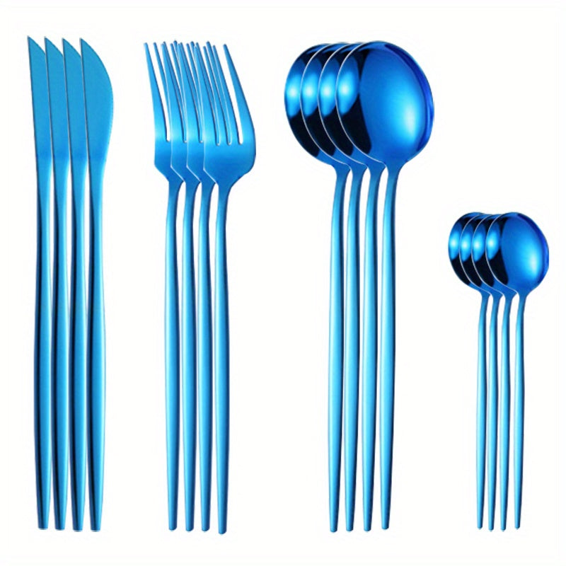 16pcs Stainless Steel Portuguese Steak Fork Spoon Set
