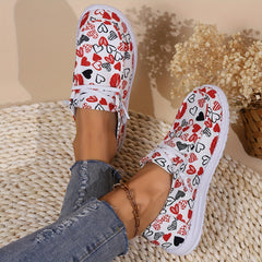 Women's Skateboard Shoes Hearts & Patterns Flat Lightweight Lace-up Canvas Shoes